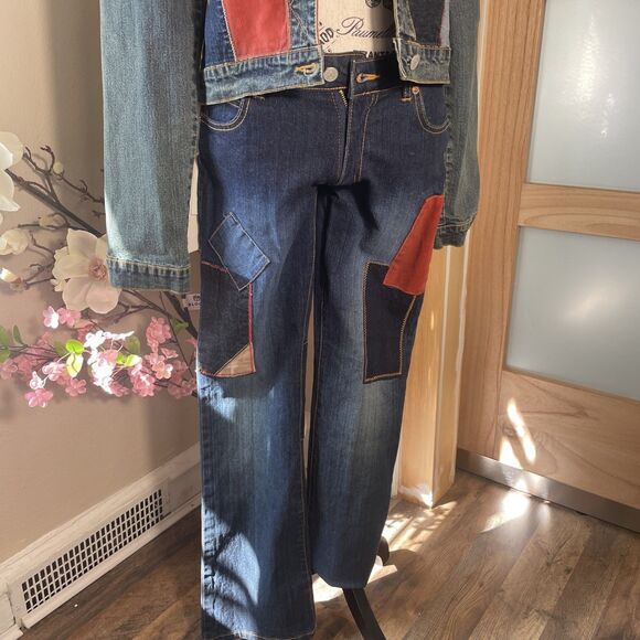 Azzure Denim Jacket Jeans Pants Set Suit Straight Y2K Vintage Hip Hop Corduroy - Picture 3 of 7